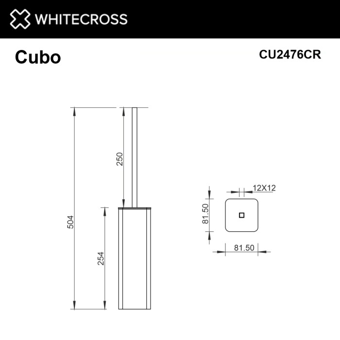 Ершик для унитаза, напольный, Whitecross Cubo chrome, хром арт. CU2476CR