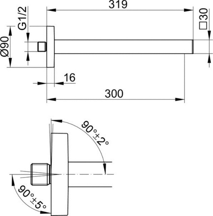 Keuco держатель для верхнего душа настенный с круглым отражателем, universal, хром арт. 59088 010301