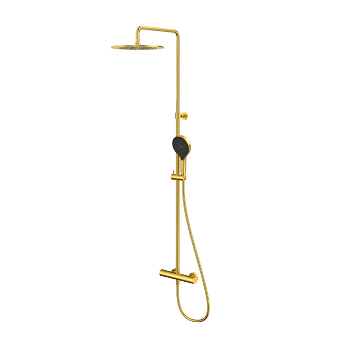 Термостатическая душевая система наружного монтажа, Whitecross Y brushed gold, брашированное золото арт. Y1254TOPGLB