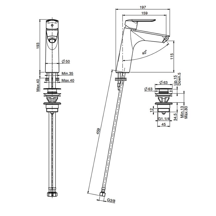 Fima Carlo Frattini смеситель для раковины, на 1 отв., с донным клапаном, spot, черный арт. f3001lns.1