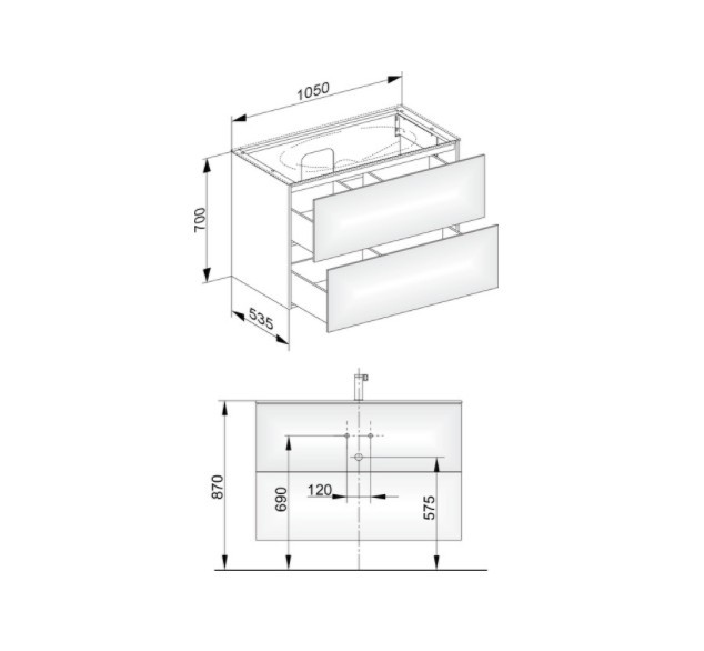 Keuco тумба подвесная под раковину с двумя выдвижными фронтами, edition 11, белый арт. 31352 210000