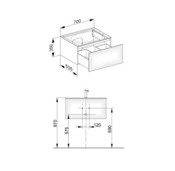 Keuco тумба подвесная под раковину с одним выдвижным фронтом, с внутренней светодиодной подсветкой, edition 11, табачный дуб арт. 31341 850100