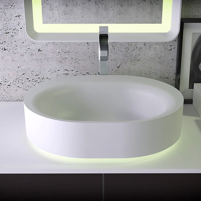 Knief раковина 55х45х16 см, без отв., с LED подсветкой, накладная, Moon, 0600-032-01 цвет: белый