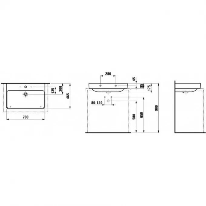 LAUFEN раковина 70x46, PRO S - 8.1696.7.000.104.1