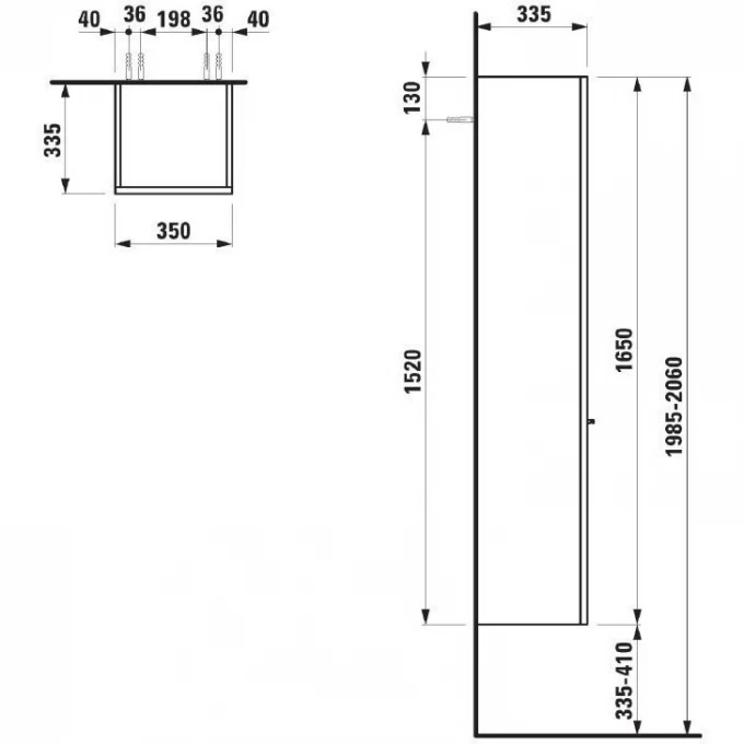 LAUFEN шкаф-пенал правосторонний, CASE - 4.0202.2.075.463.R
