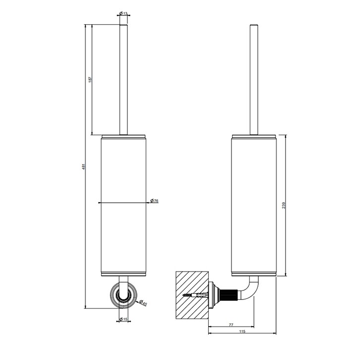 Gessi Ершик для унитаза, подвесной, Venti20, 65419#031 цвет: белый/хром