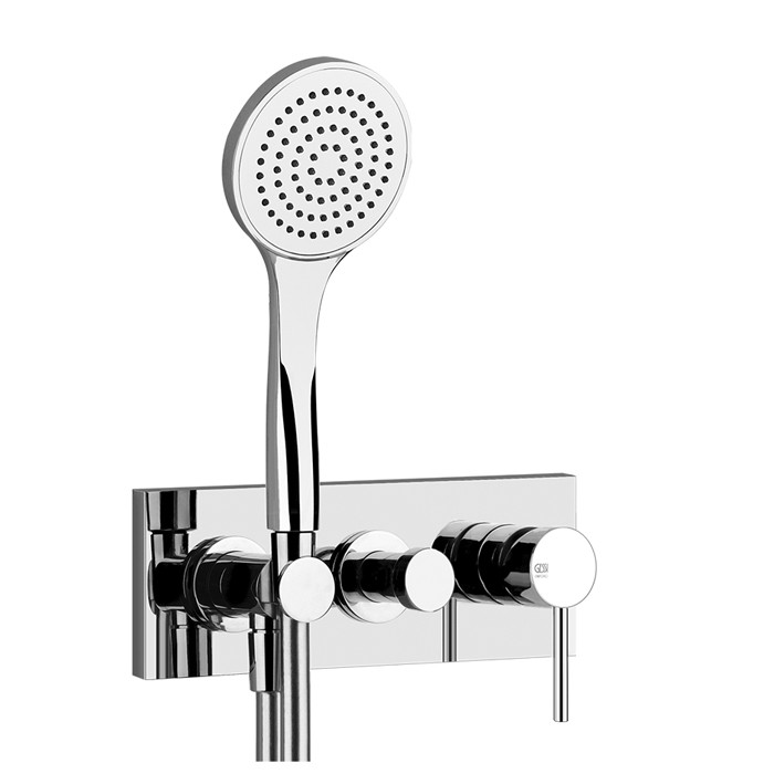 Gessi Смеситель для душа, встраиваемый, на 2 позиции с переключателем, подводом воды и держателем лейки, душевой лейкой и шлангом, Emporio Via tortona, 44829#031 цвет: хром