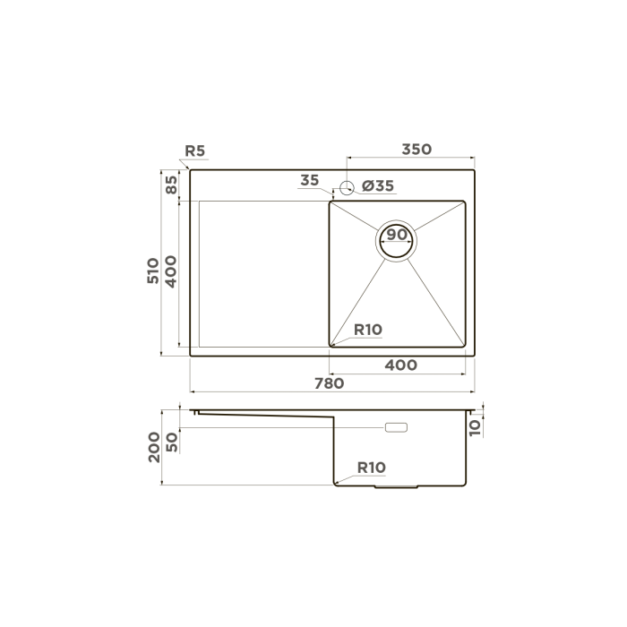Omoikiri кухонная мойка Akisame 78-R, вороненая сталь арт. 4973100