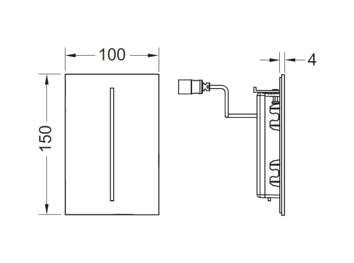TECE панель смыва электронная для писсуара 100х150х4 мм, нерж. сталь (сатин) покрытие против отпеч пальцев, питание от батарейки., filo 1001504 - 9242071