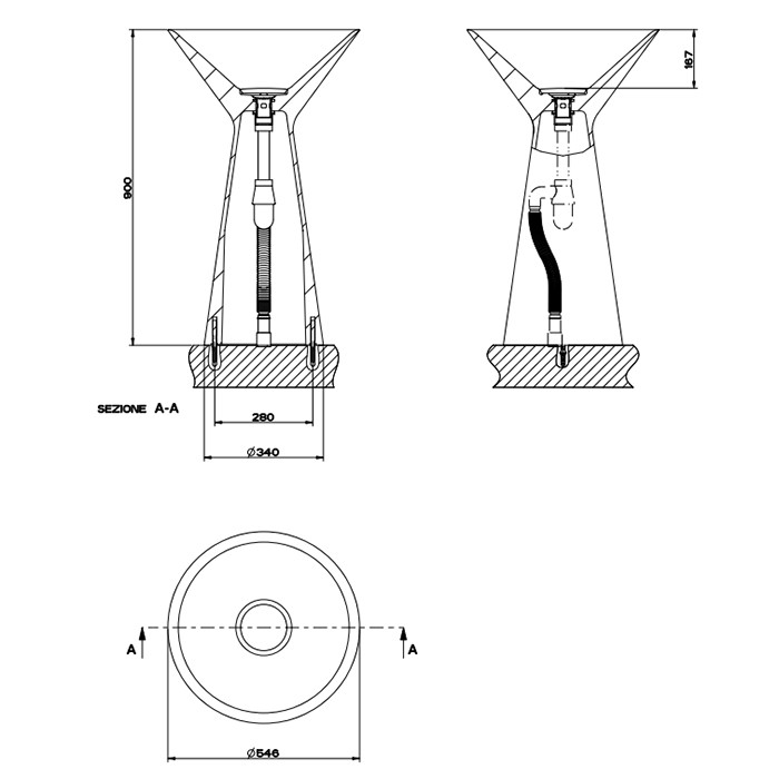 Gessi Раковина 46х90 см, без отв., Cristalplant, без перелива, Cono, 45911#521 цвет: белый