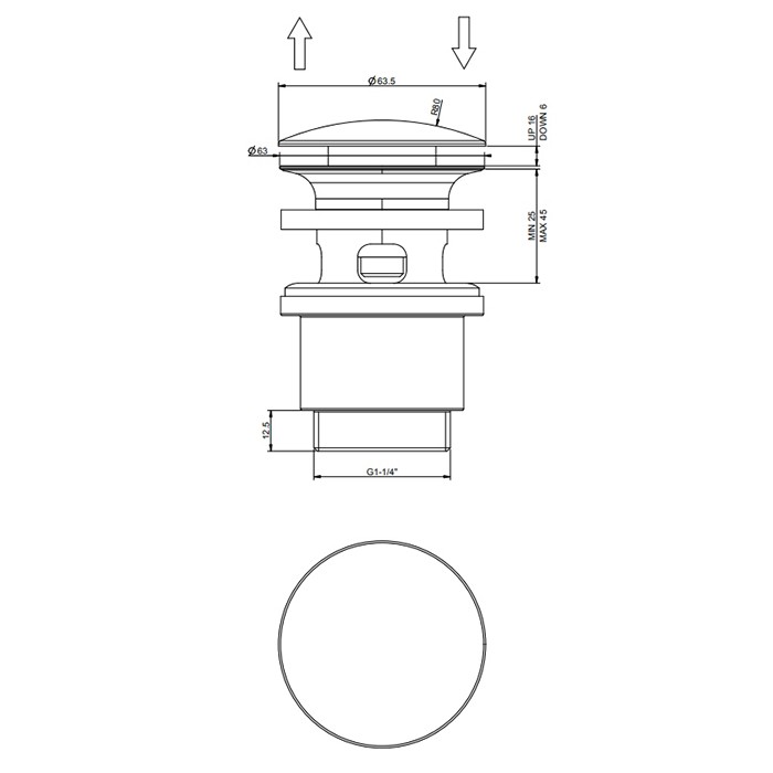 Gessi Автоматический донный клапан “Stop&Go” для раковины c переливом Technical accessorie, черный - 01408#299