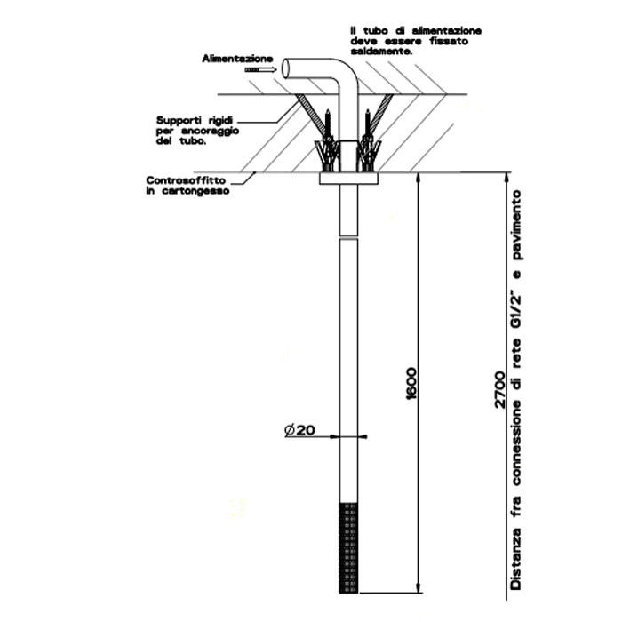 Gessi Излив потолочный с удаленным управлением, Meccanica, 54299#239 цвет: шлифованная сталь