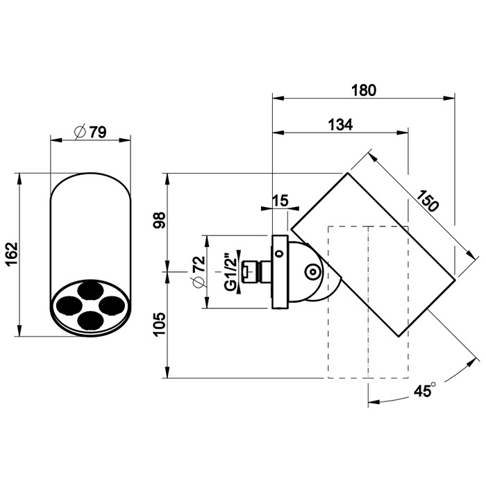 Gessi Верхний душ d7.9см., с настенным креплением, тропический ливень, 316, 57277#239 цвет: steel brushed