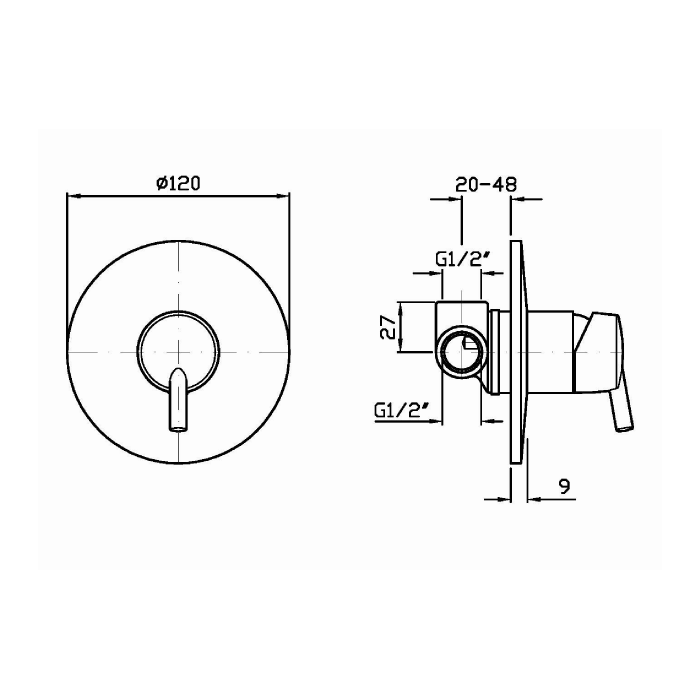 Zucchetti встроенный однорычажный смеситель для душа, simply beautiful, хром арт. zsb122 r99499