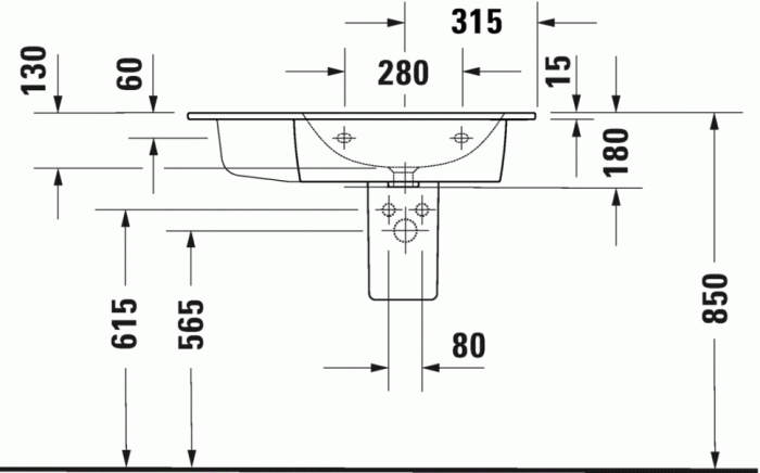 Duravit раковина ассиметричная правая, с переливом, me by starck, 2346830060 цвет: белый