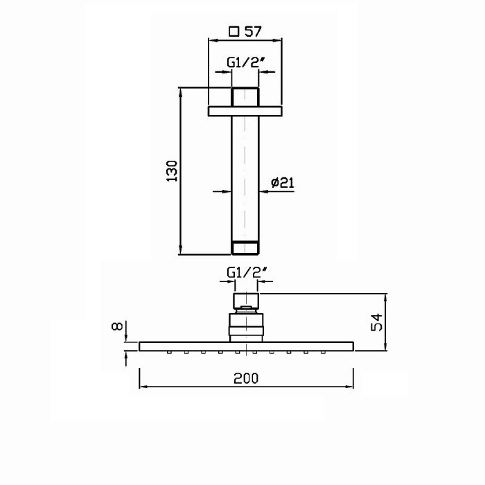 Zucchetti верхний душ, 20х20см, на потолок 30см, aguablu, хром арт. z94268