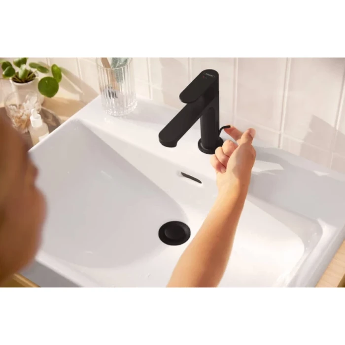 Hansgrohe смеситель для раковины с донным клапаном coolstart, Rebris S, черный арт. 72588670