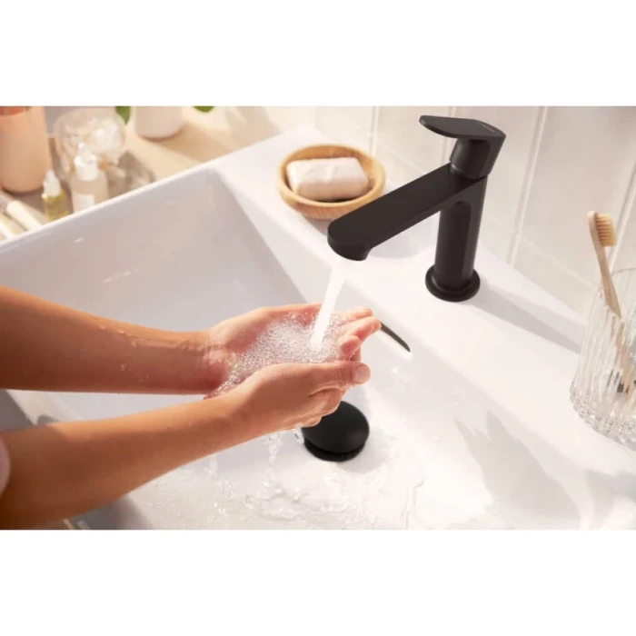 Hansgrohe смеситель для раковины с донным клапаном coolstart, Rebris S, черный арт. 72588670