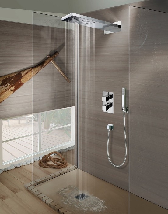 Bossini верхний душ manhattan-2 500 мм х 200 мм х 24 мм с 2 режимами струи, manhattan2, черный арт. i00570.073