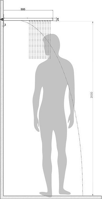 Bossini верхний душ manhattan-2 500 мм х 200 мм х 24 мм с 2 режимами струи, manhattan2, черный арт. i00570.073