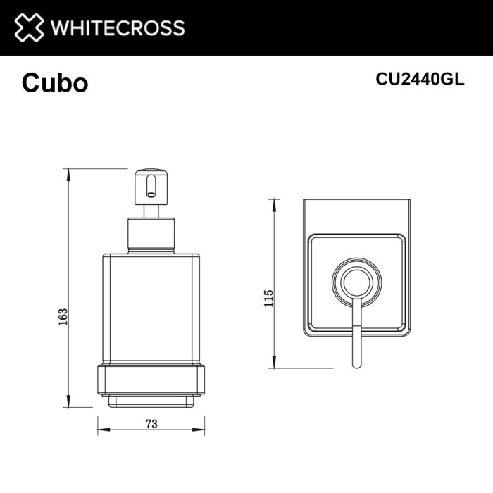 Дозатор для жидкого мыла подвесной, Whitecross Cubo gold, золото арт. CU2440GL