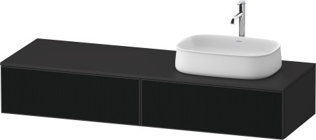 Duravit тумба подвесная с одним вырезом под раковину справа 550 мм х 1600 мм х 281 мм, zencha, ze4814r63800000 цвет: чёрное стекло/графит суперматовый