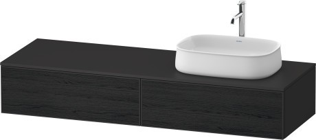 Duravit тумба подвесная с одним вырезом под раковину справа 550 мм х 1600 мм х 281 мм, zencha, ze4814r16800000 цвет: чёрный дуб/графит суперматовый