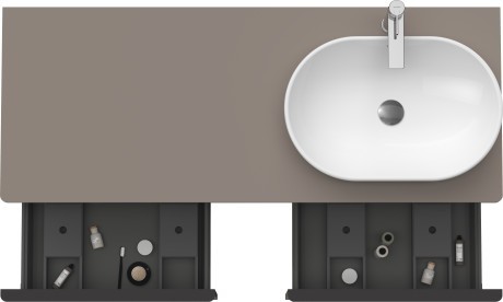 Duravit тумба подвесная под раковину справа 1400 мм х 550 мм и открытой полкой, d-neo, de4950r4343 цвет: базальт матовый