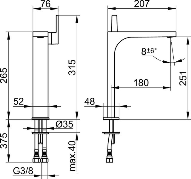 Keuco однорычажный смеситель для раковины без донного клапана, edition 11, черный матовый арт. 51102 370103
