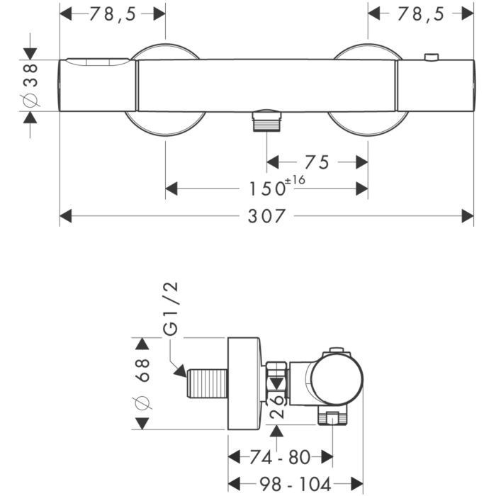 AXOR термостат для душа, Citterio M, золото арт. 34635250