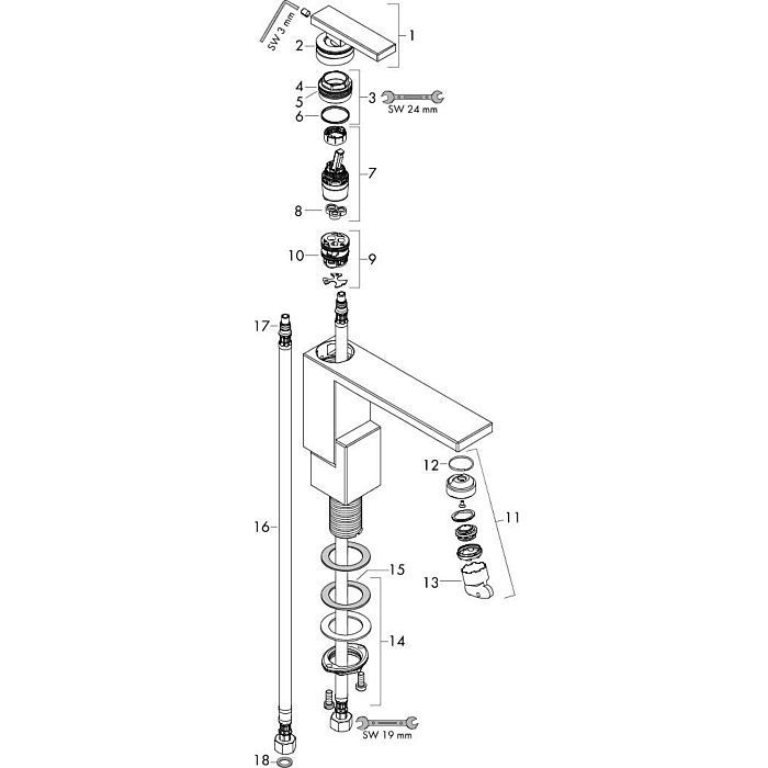 AXOR смеситель для раковины, Edge, красное золото арт. 46010300
