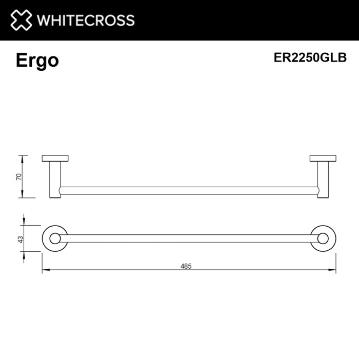 Полотенцедержатель 450 мм., Whitecross Ergo gold brushed, брашированное золото арт. ER2250GLB