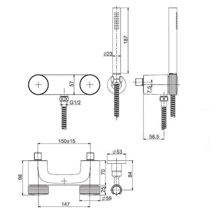 Fima Carlo Frattini смеситель для душа внешнего монтажа с душевым комплектом, texture collection, хром арт. f5605hcr