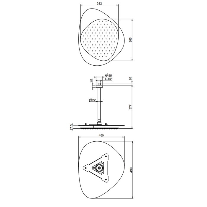 Fima Carlo Frattini верхний душ 49х40см., потолочный, cloud soffioni, чёрный арт. f2652nns