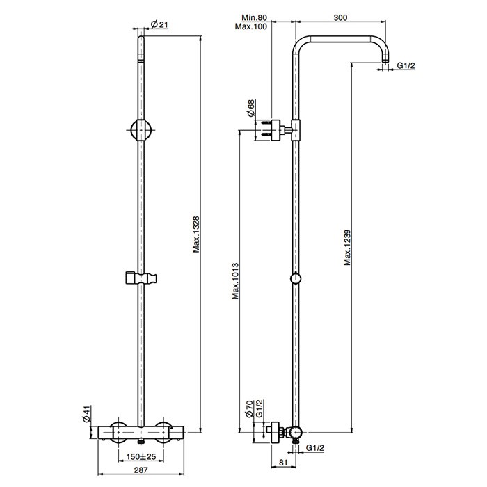 Fima Carlo Frattini смеситель для душа, термостатический, с душевой стойкой colonne doccia, хром арт. f4925scr