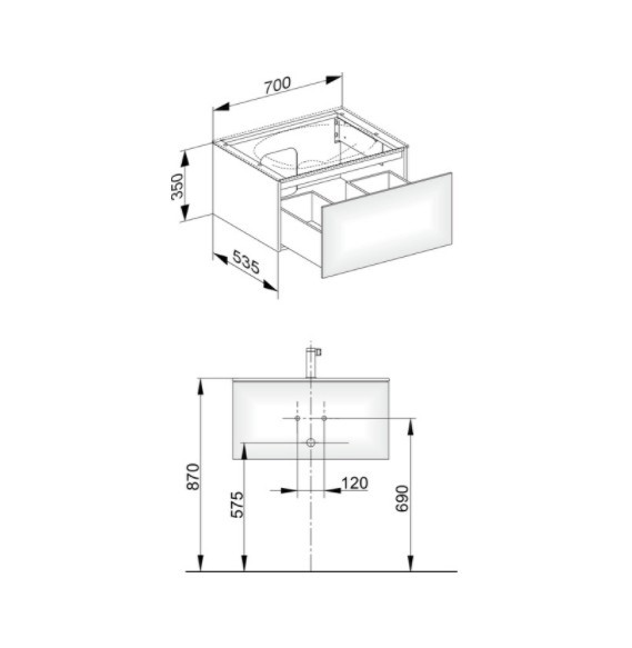 Keuco тумба подвесная под раковину с одним выдвижным фронтом, с внутренней светодиодной подсветкой, edition 11, черный арт. 31341 570100