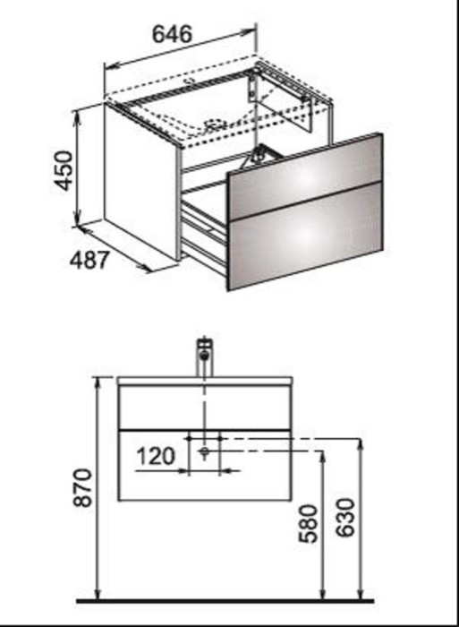 Keuco тумба под раковину 646x450x487 мм 1 ящик, royal reflex, арт. 34050 110000