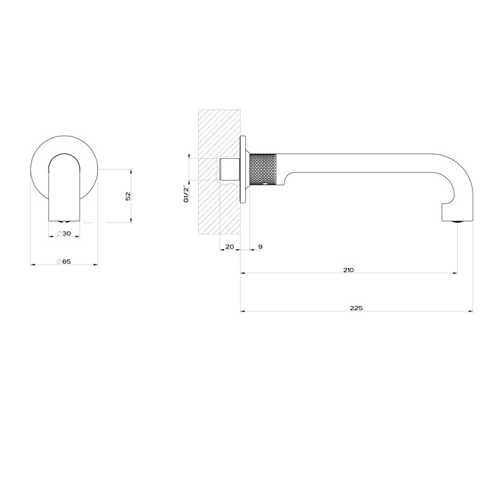 Gessi Настенный излив на 1/2”, комбинируемый с удаленным управлением, Inciso, 58100#299 цвет: black xl