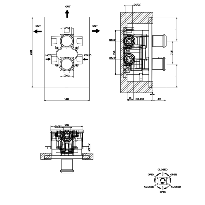 Gessi Встраиваемая часть термостатического смесителя, 09269#031 цвет: хром
