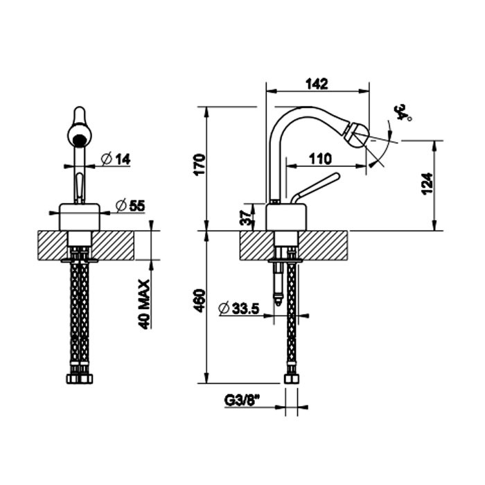 Gessi Смеситель для биде на 1 отверстие, Goccia, 33607#279 цвет: белый