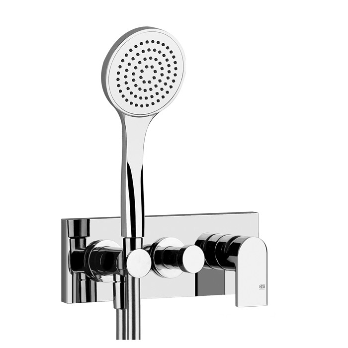 Gessi Смеситель для душа, встраиваемый, на 2 позиции с переключателем, с подводом воды и держателем лейки, душевой лейкой и шлангом, Emporio Via manzoni, 44900#031 цвет: хром