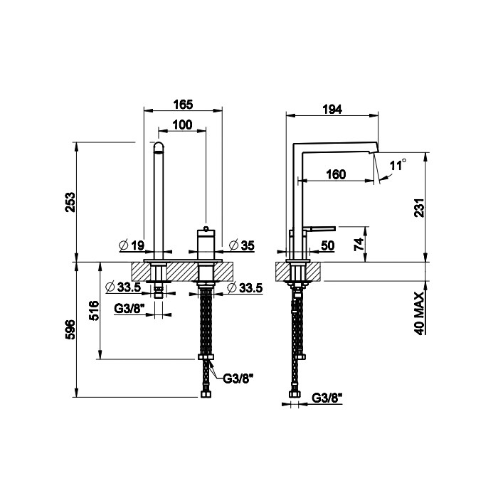 Gessi Смеситель для раковины высокий с длинным изливом, с донным клапаном, Ingranaggio, 63516#031 цвет: хром