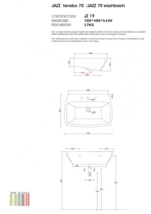 ArtCeram раковина для ванной комнаты, gomitolijz19 jazz цвет: белый