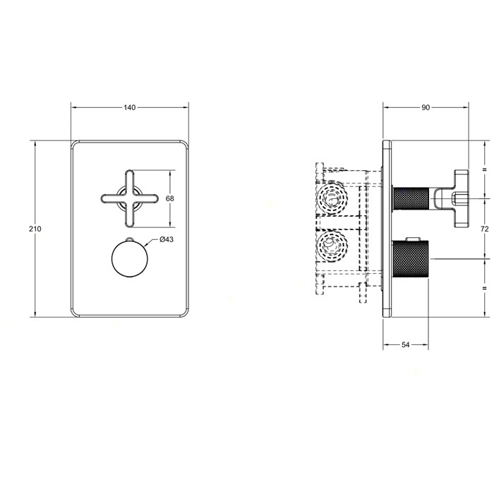 Gessi Встраиваемый термостатический смеситель на 1 источника, резьба 1/2", Inciso, 58232#149 цвет: finox