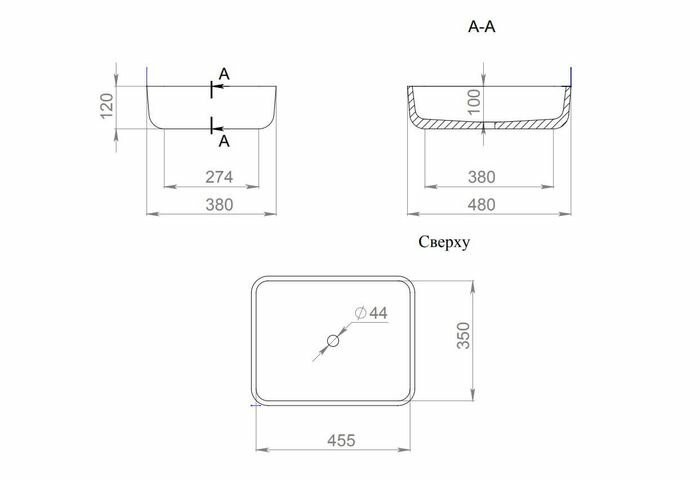 Salini раковина накладная 47,5x37,5, gloria, 1102209mrf цвет: матовый белый