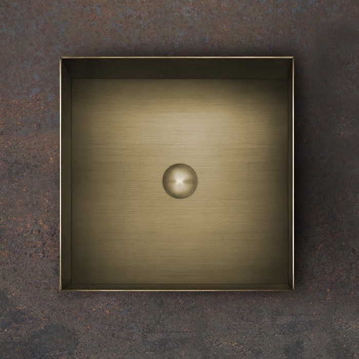 Gessi Раковина 40x40 см, без отв., для установки на столешницу, без перелива, нержавеющая сталь, 316, 54605#726 цвет: warm bronze brushed pvd
