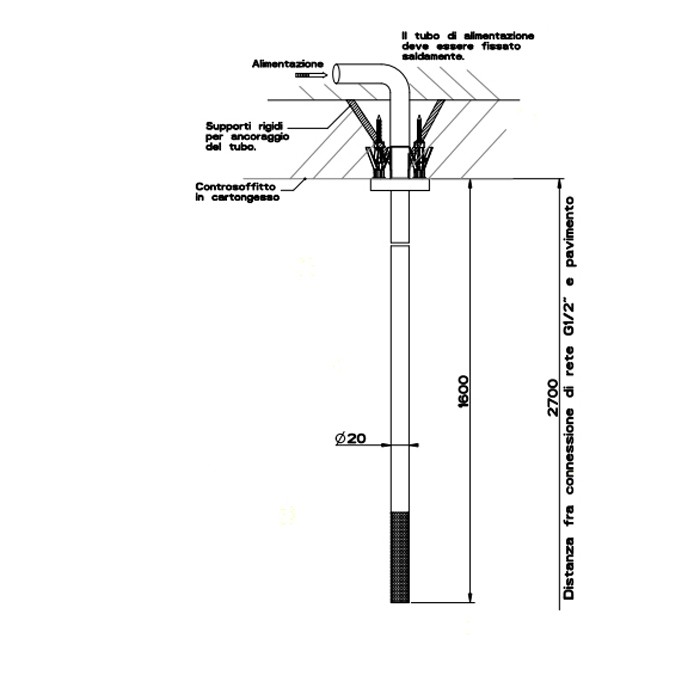 Gessi Излив потолочный с удаленным управлением, Cesello, 54499#239 цвет: шлифованная сталь