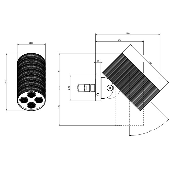 Gessi Верхний душ d7.9см., с настенным креплением, 4 струи, 316, 57241#239 цвет: steel brushed