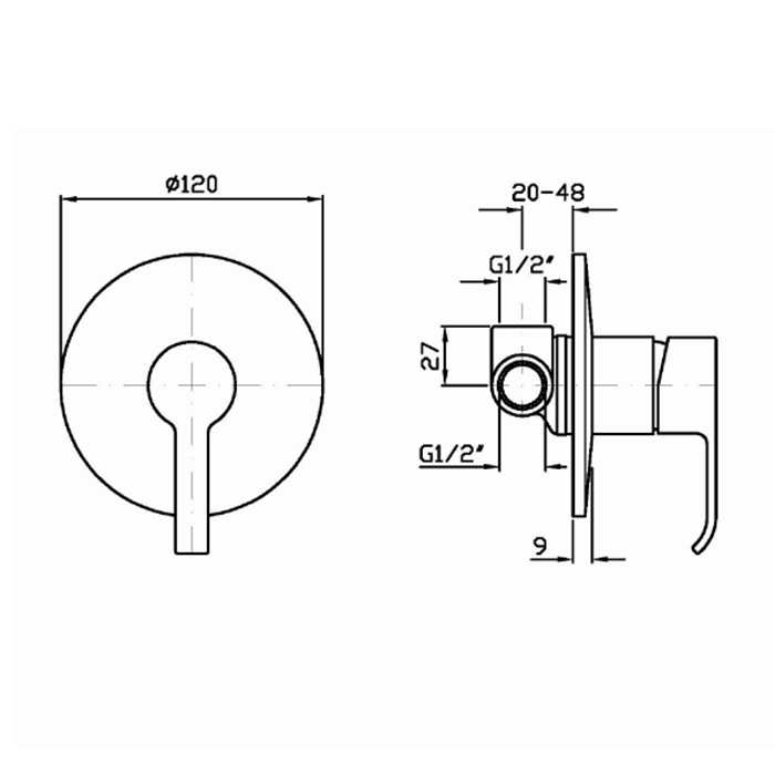 Zucchetti встроенный однорычажный смеситель для душа, on, хром арт. zon122 r99499