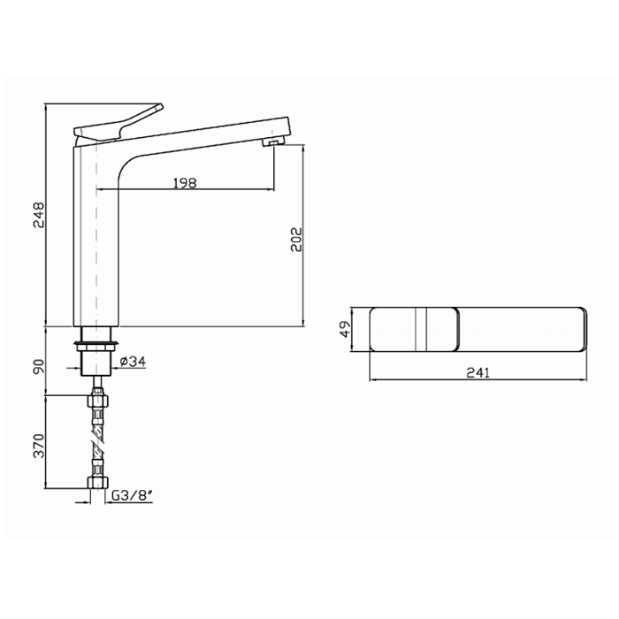 Zucchetti однорычажный смеситель для раковины на 1 отверстие без донного клапана, soft, хром арт. zp7293